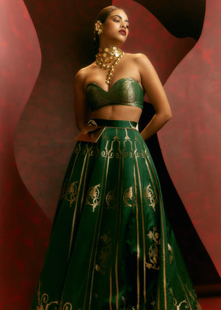 Ekaya Green Only Mine Lehenga Set available on indiaspopup