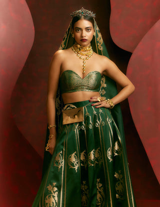 Ekaya Green Only Mine Lehenga Set available on indiaspopup