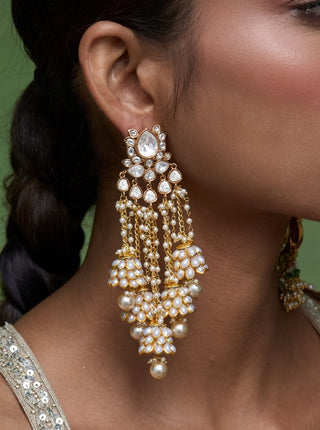 Chahak gold plated polki statement earring