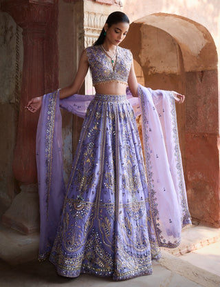 Lavender organza lehenga set