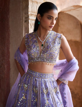 Lavender organza lehenga set