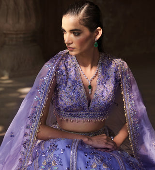 Lavender organza lehenga set