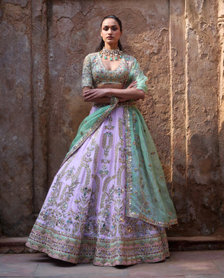 Lilac chanderi lehenga set