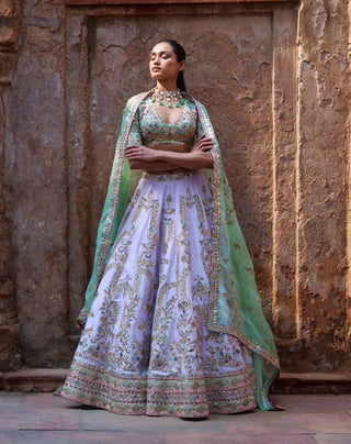 Lilac chanderi lehenga set