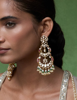 Kiara gold plated polki chandbali