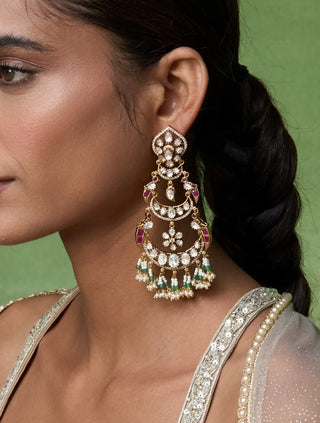 Kiara gold plated polki chandbali