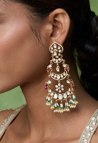 Kiara gold plated polki chandbali