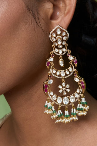 Kiara gold plated polki chandbali