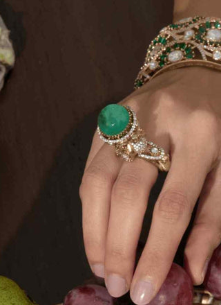 Geetika green polki ring