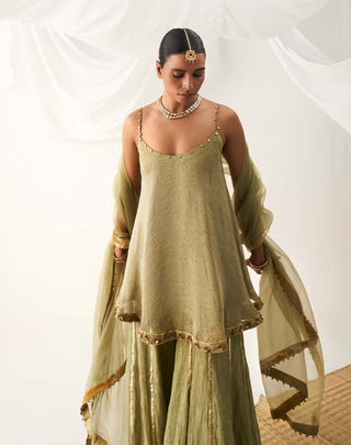 Itrh-Kerani Green Embellished Sharara Set-INDIASPOPUP.COM