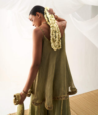 Itrh-Kerani Green Embellished Sharara Set-INDIASPOPUP.COM