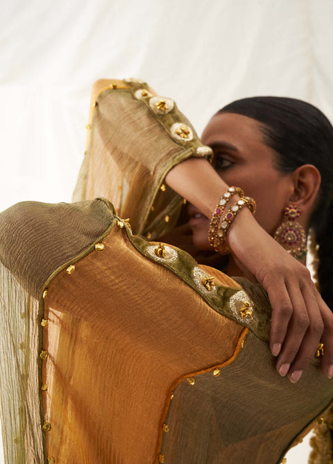 Gulmohar yellow olive kaftan