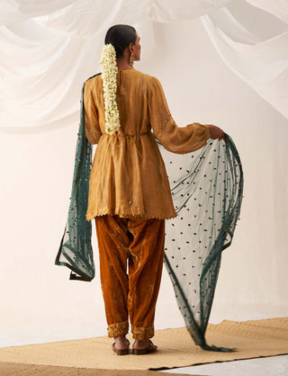 Itrh-Gul-E-Makhmal Yellow Tunic Set-INDIASPOPUP.COM