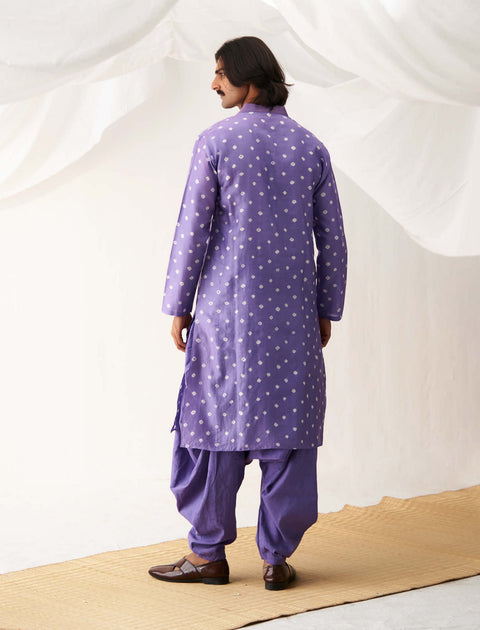 Purple bandhani kurta and pants