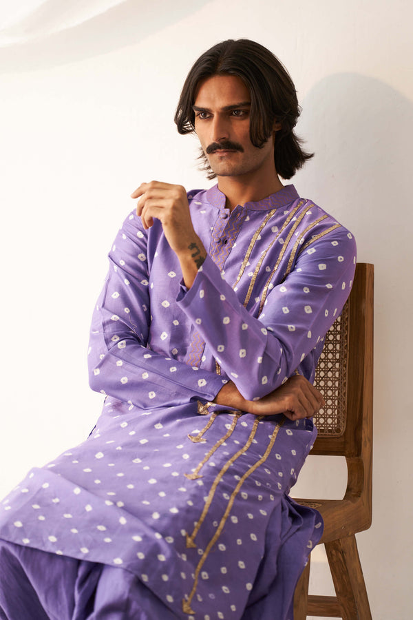 Purple bandhani kurta and pants