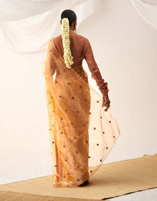 Itrh-Vritra Peach Sari And Blouse-INDIASPOPUP.COM