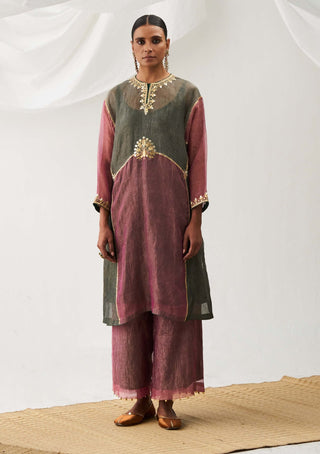 Itrh-Maahru Pink Kurta And Pants-INDIASPOPUP.COM