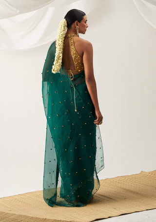Itrh-Amodini Emerald Green Sari And Blouse-INDIASPOPUP.COM