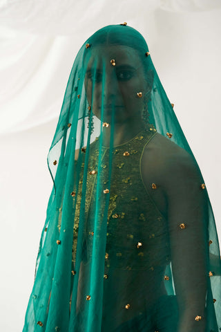 Itrh-Amodini Emerald Green Sari And Blouse-INDIASPOPUP.COM
