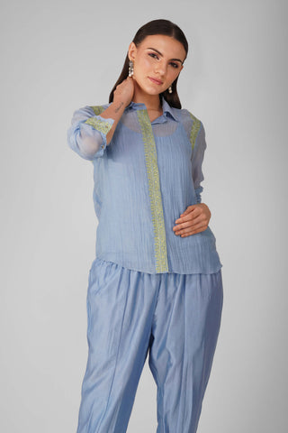 Devyani Mehrotra-Blue Shirt And Salwar Pants-INDIASPOPUP.COM