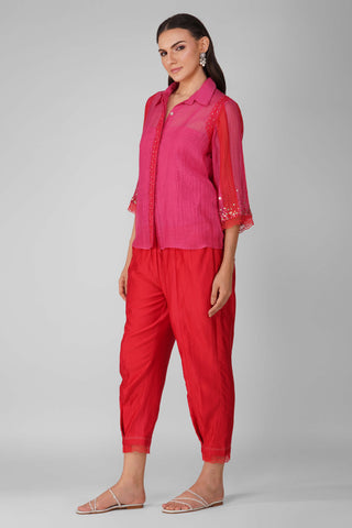 Devyani Mehrotra-Pink Two-Tone Shirt And Pants-INDIASPOPUP.COM
