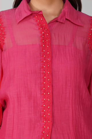 Devyani Mehrotra-Pink Two-Tone Shirt-INDIASPOPUP.COM