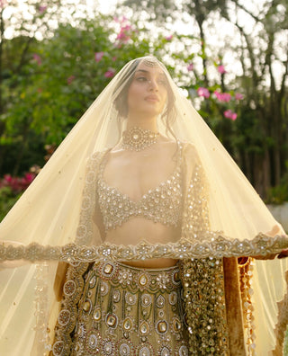 Mrigakshi blush pink lehenga and veil set