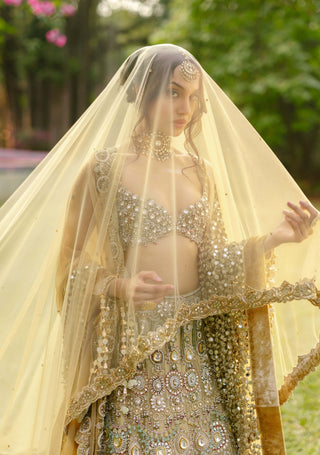 Mrigakshi blush pink lehenga and veil set