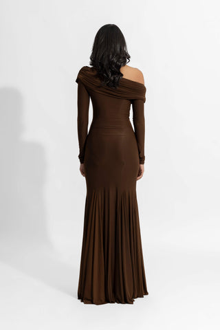 Irene Espresso Brown Gown by Deme By Gabriella, available on Indiaspopup.com