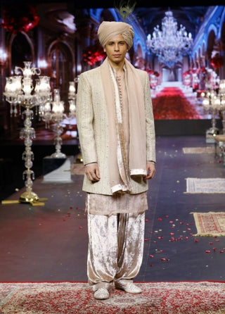 Gulzar soft pink open jacket set