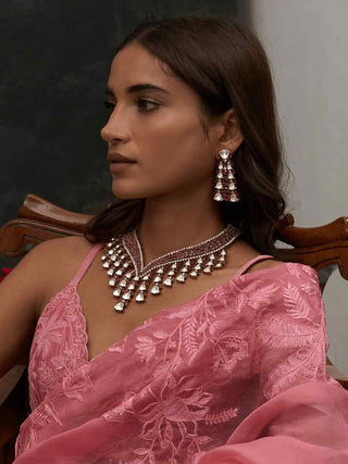 Ojasvini red zircon necklace and earrings