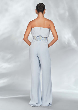 Shriya Som-Blue Drape Jumpsuit With Belt-INDIASPOPUP.COM