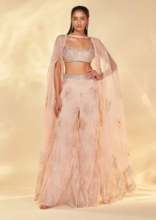 Shehla Khan-Pink Crystal Sharara And Cape Set-INDIASPOPUP.COM