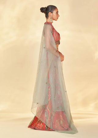 Kalista-Pink Orange Embroidered Sharara Set-INDIASPOPUP.COM