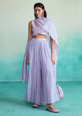 The Right Cut-Lavender Luminova Crop Top And Sharara Set-INDIASPOPUP.COM