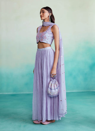 The Right Cut-Lavender Luminova Crop Top And Sharara Set-INDIASPOPUP.COM