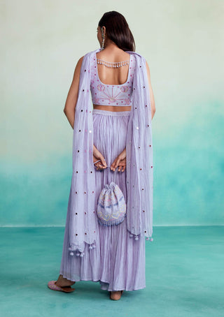 The Right Cut-Lavender Luminova Crop Top And Sharara Set-INDIASPOPUP.COM