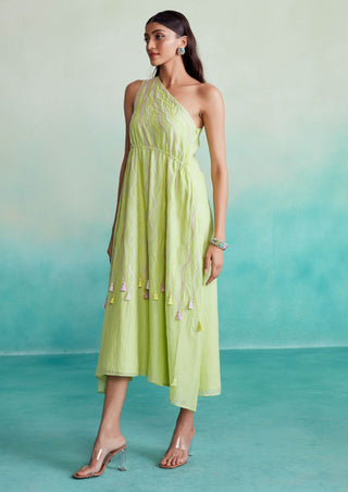 The Right Cut-Lime Green Vividora Dress-INDIASPOPUP.COM