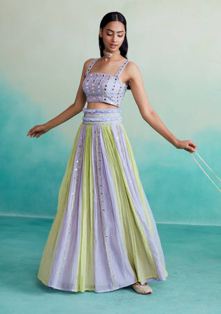 The Right Cut-Lavender Lime Amaya Skirt Set-INDIASPOPUP.COM