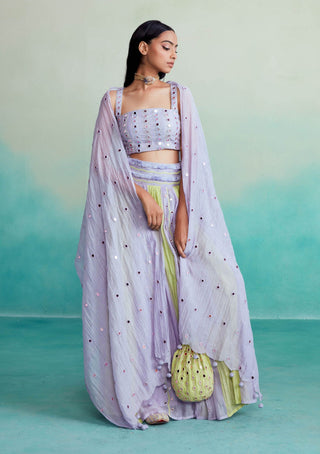 The Right Cut-Lavender Lime Amaya Skirt Set-INDIASPOPUP.COM
