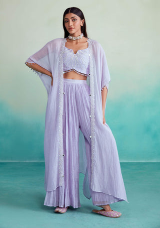 The Right Cut-Lavender Serenity Jacket And Sharara Set-INDIASPOPUP.COM
