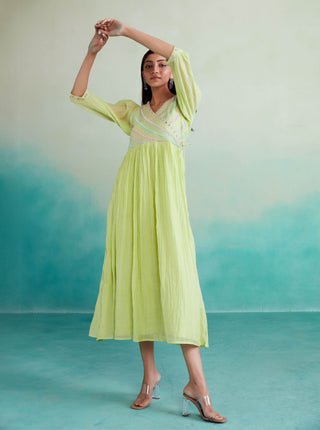 The Right Cut-Lime Green Vivid Dress-INDIASPOPUP.COM