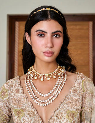 Prabha golden moissanite necklace set