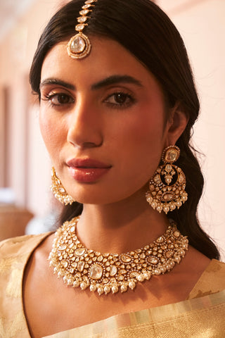 Yadavi white moissanite necklace set
