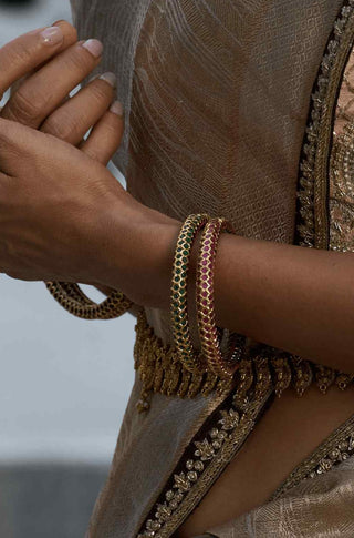Bhavana red jadau bangles