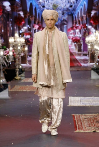 Gulzar soft pink open jacket set