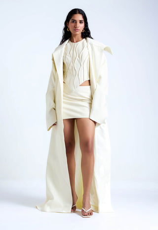 Marla off white skirt and trench jacket set