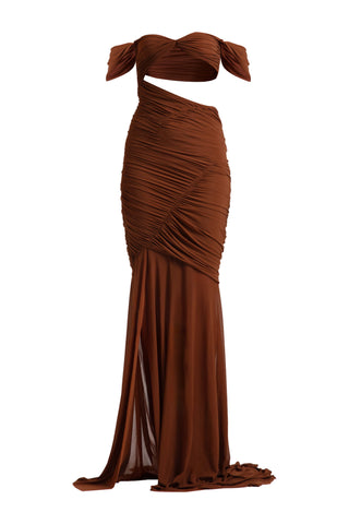 Elena burnt brown gown