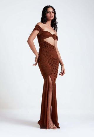 Elena burnt brown gown