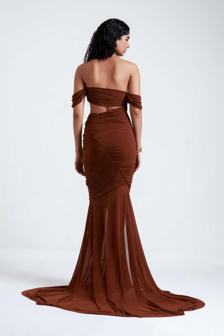 Elena burnt brown gown